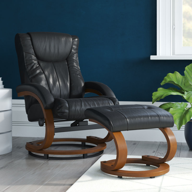 Latitude Run Kasandra 65Cm Wide Faux Leather Manual Swivel Ergonomic Recliner with Ottoman 